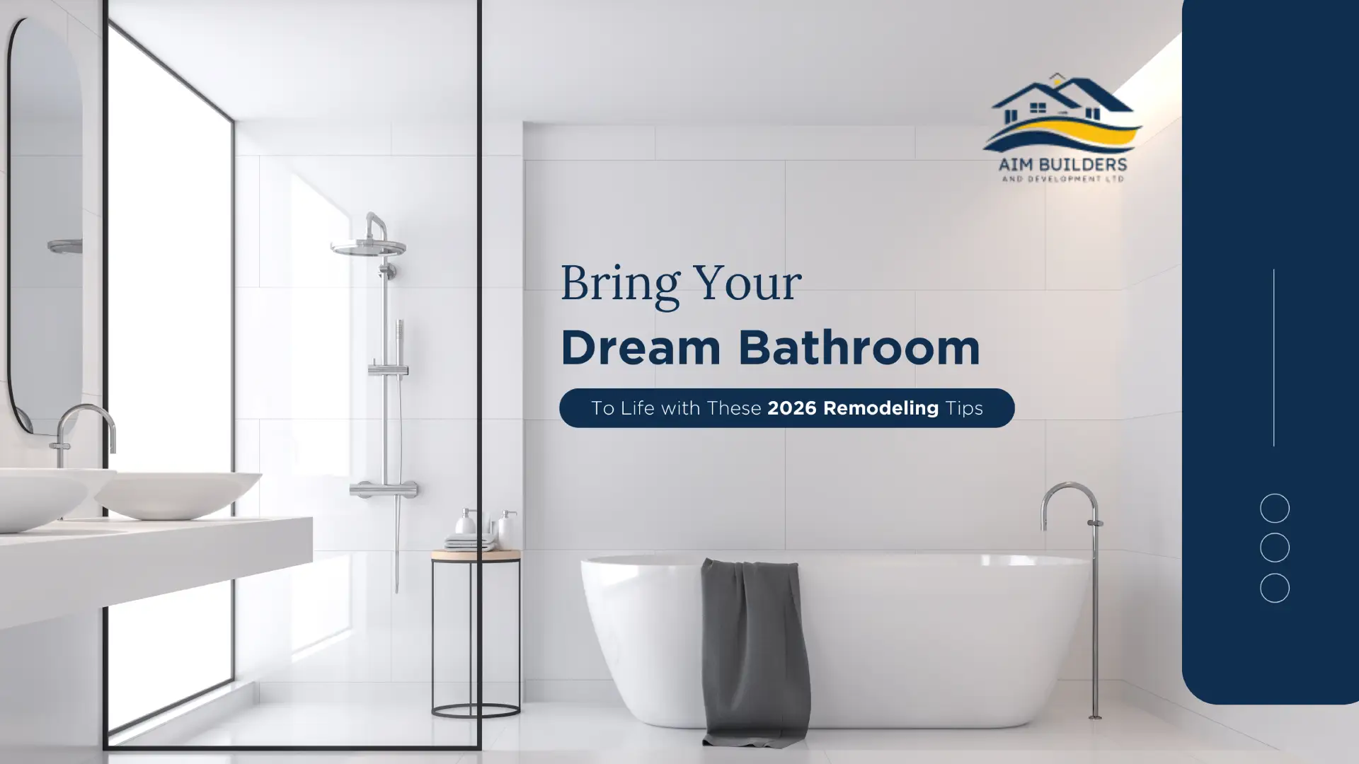 Modern bathroom design with bathtub and 2026 remodeling tips
